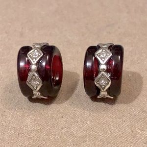 🆕Listing 2 Brighton Soleil beads Dark red resin Silver & crystal accents Retired
